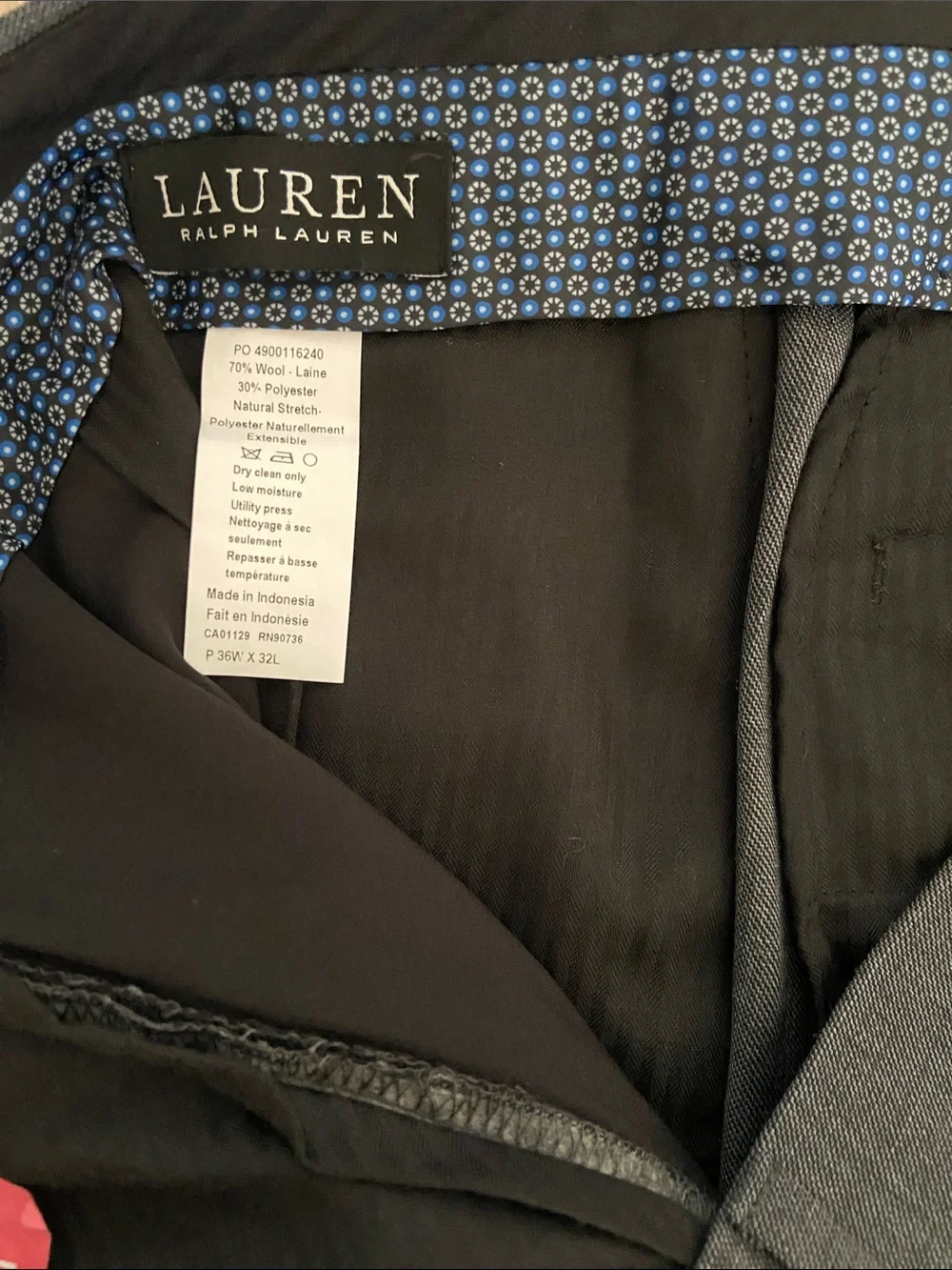 Lauren Ralph Lauren Men’s Gray Slacks Size 36 A1